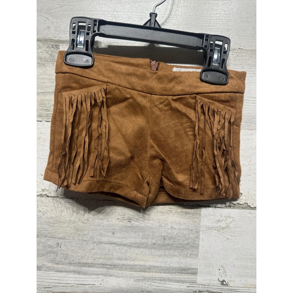 Bailey's Blossoms Fringe Shorts Girls 9-12M Brown Faux Suede Western EUC